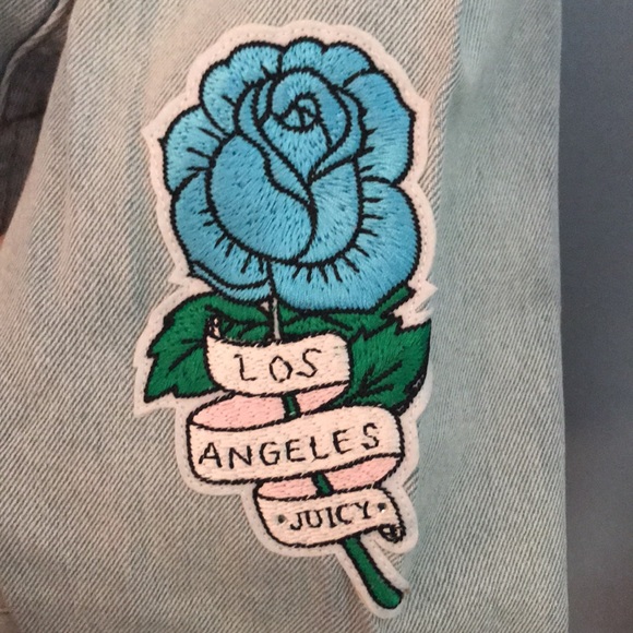 🆕 Juicy Couture Tattoo Patch Denim Jacket L - Picture 8 of 13